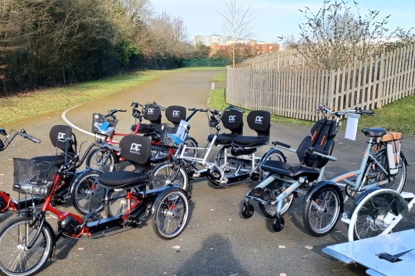 Photo of inclusive cycles on an outdoor cycle track