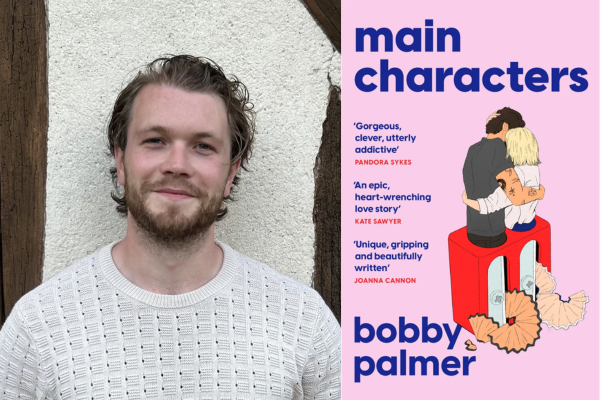 Photo of author Bobby Palmer alongside his novel 'Main Characters'.