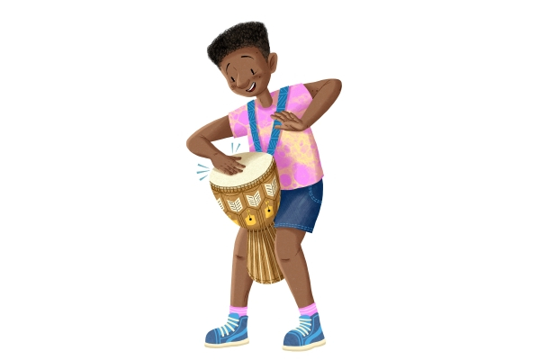 Graphic of Moussa. Read to the Beat illustrations by Harry Woodgate and © The Reading Agency 2026.