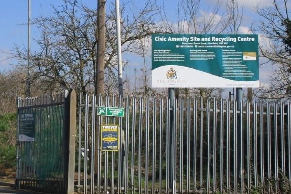 Site entrance and sign for Harefield Civic Amenity site