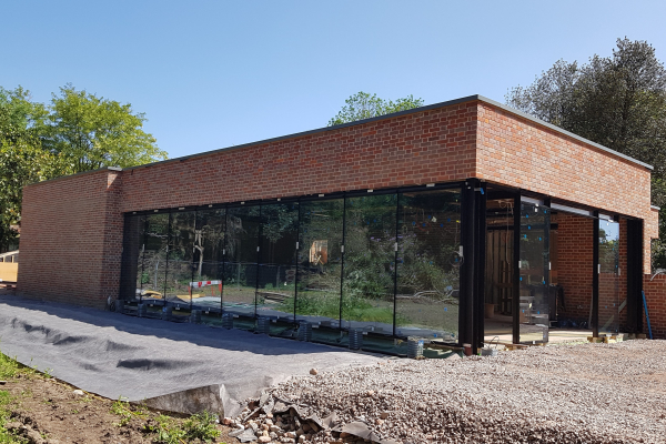 New cafe windows at Cranford Park