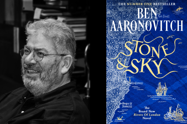 Image of Ben Aaronovitch and the cover of his book 'Stone & Sky'