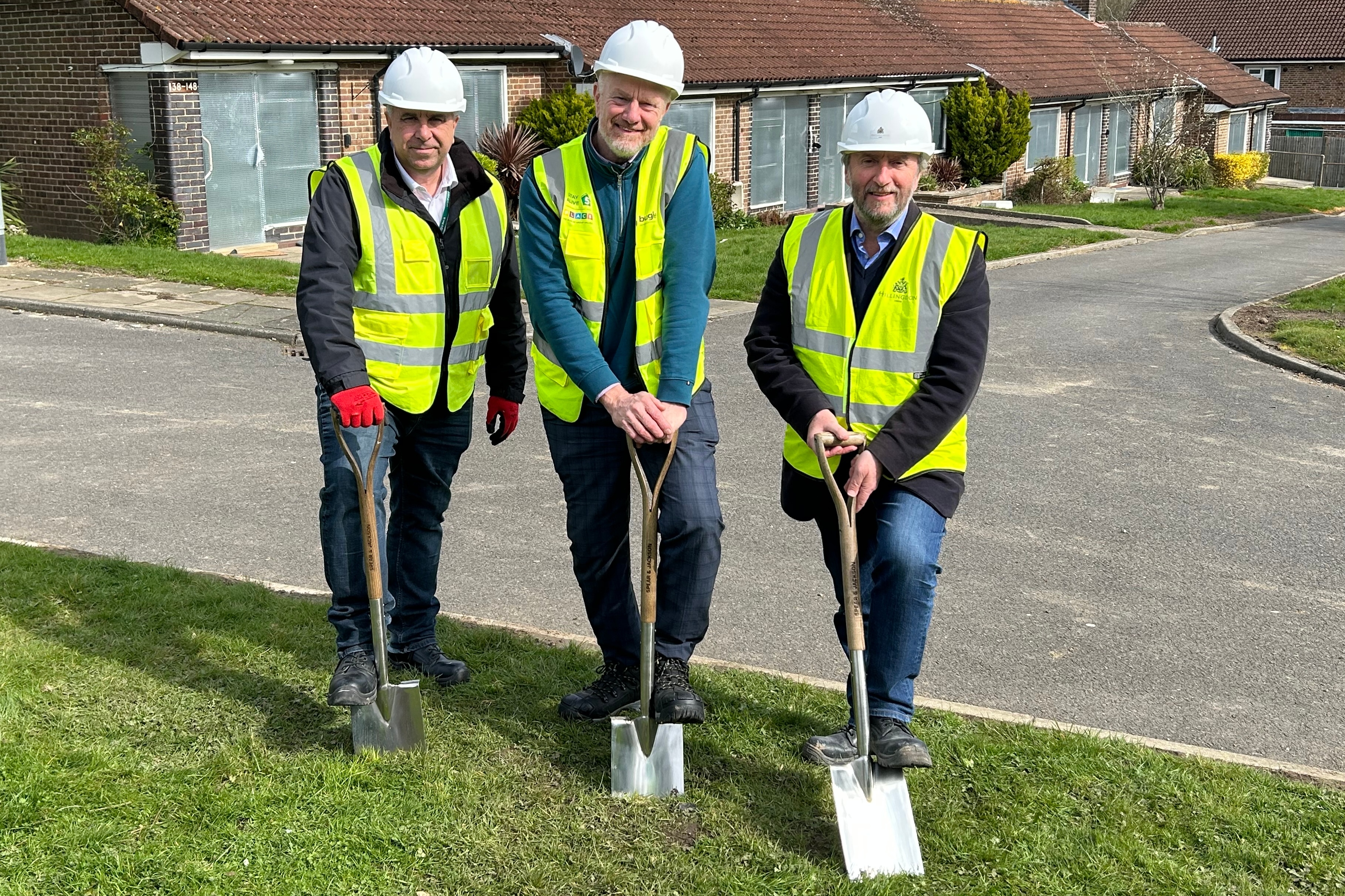 Cllr Steve Tuckwell, Cabinet Member for Planning, Housing and Growth, Jeremy Graham, Chief Operating Officer at Bugler Developments, and Cllr Jonathan Bianco, Deputy Leader of the Council and Cabinet Member for Corporate Services and Property.