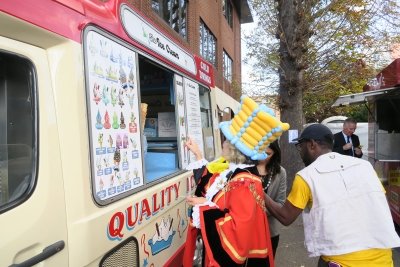The Mayor ordering ice cream from an ice cream van.
