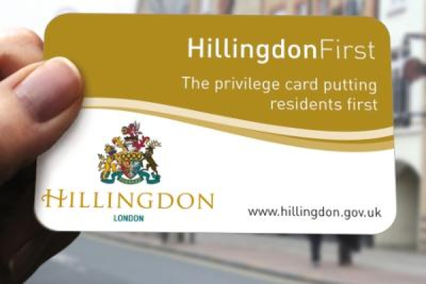 Photo of a hand holding a HillingdonFirst card