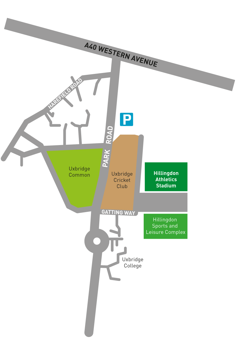 Hillingdon stadium map with parking