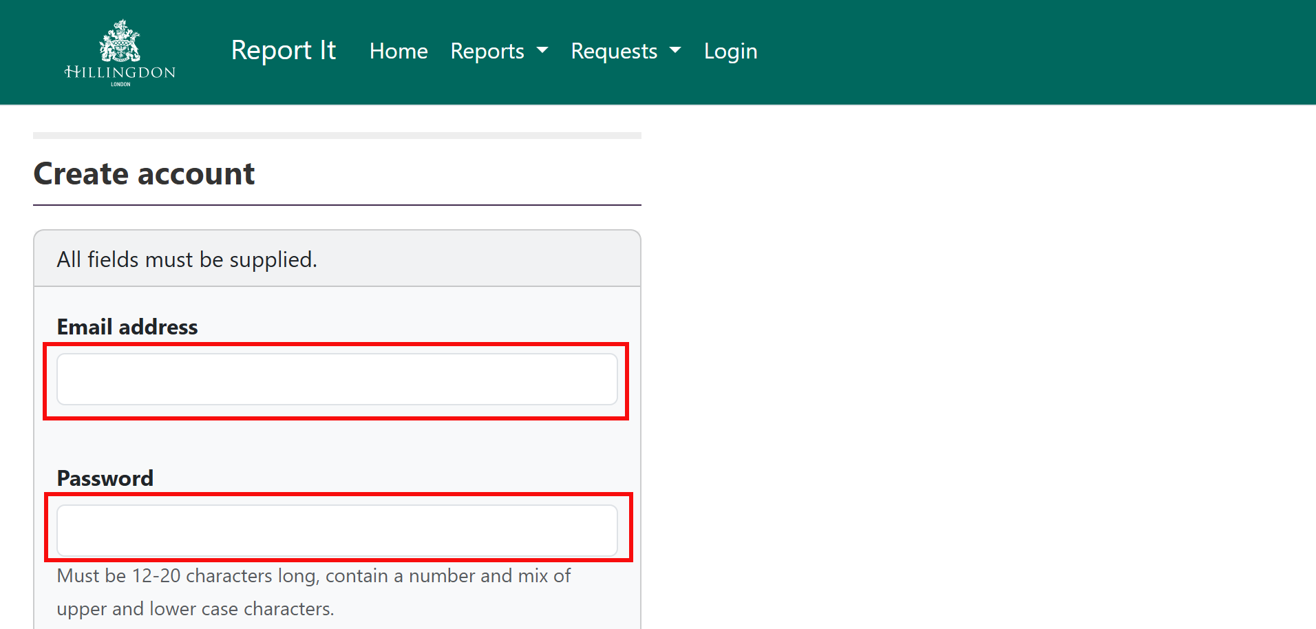 LCS - Create account screenshot