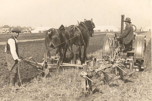 Image of a man farming on a horse