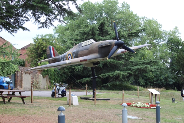 Replica Hurricane of Polish 303 Sqn of Flt. Officer Witold Urbanowicz DFC, a treble-ace who flew from RAF Northolt. Below is our Polish 303 Sqn memorial flower bed made by volunteers