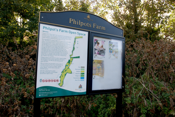 Information board at Philpots Farm Open Space