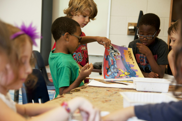 Photo of a group of children reading