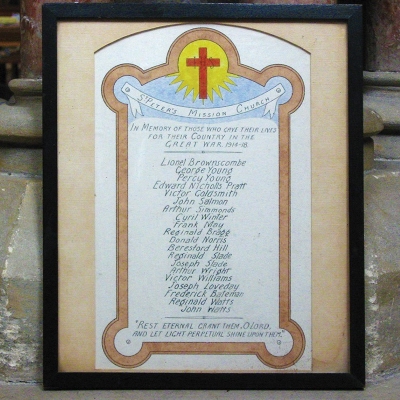 Photo of Roll of Honour (St Peter's Mission Church) at St Andrew's Church, Uxbridge