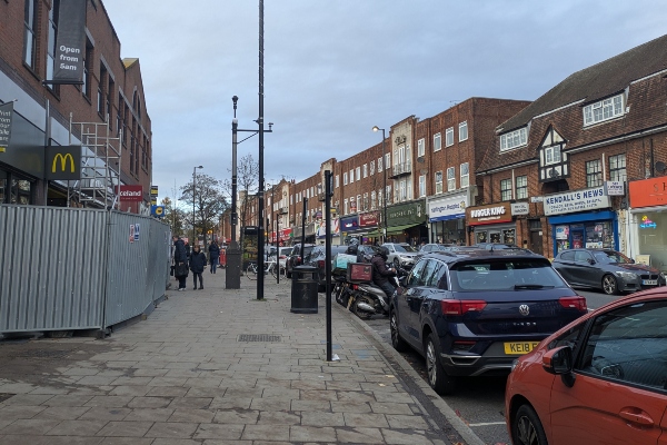 General view image of Ruislip High Street showing the parking bays