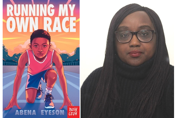 Photo of author Abena Eyeson alongside her novel 'Running My Own Race'