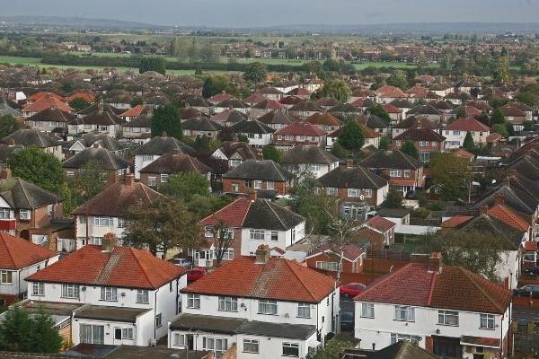 aerial shot of the borough showing houses