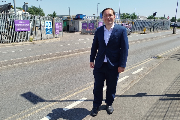 Cllr Wayne Bridges at the Space Waye Reuse and Recycling Centre near Heathrow