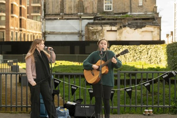 Singers performing at the first Old Vinyl Factory in Hayes