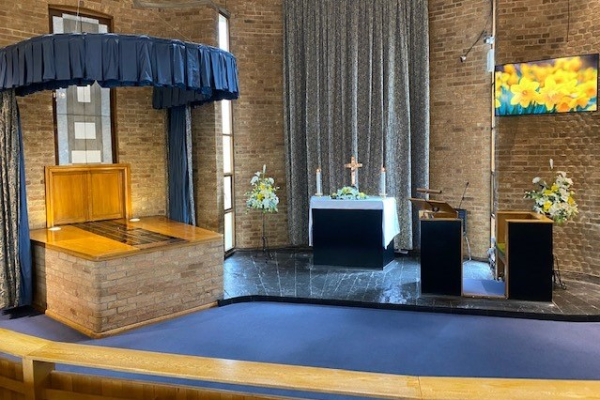 Inside the West Chapel at Breakspear Crematorium