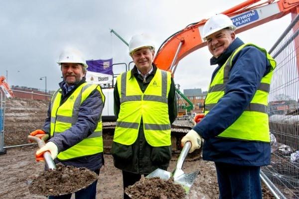 Cllr Jonathan Bianco, Cllr Martin Goddard and Cllr Eddie Lavery officially breaking ground at the Hayes and Avondale estate regeneration sites