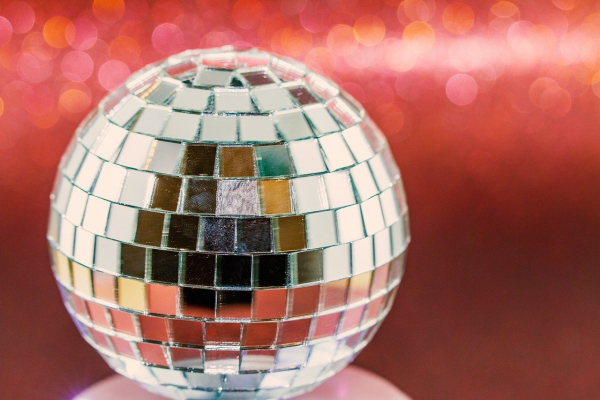 Glitter ball on a red background