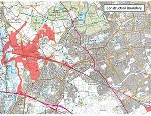 HS2 construction boundary of HS2