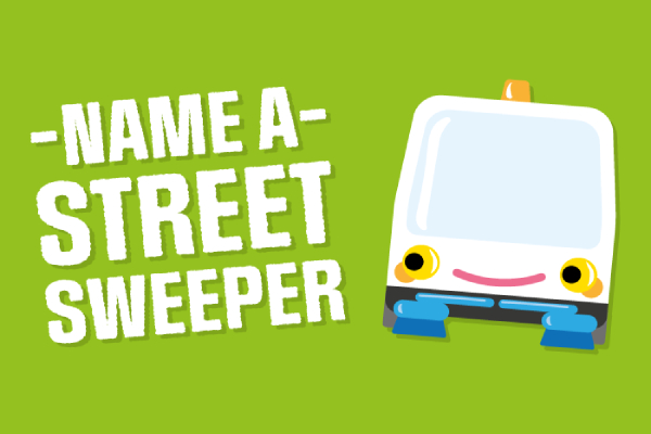 Cartoon graphic promoting the council Name a street sweeper competition