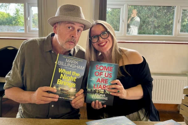 Authors Mark Billingham and Fiona Cummins at the Hillingdon Libraries Crime Festival