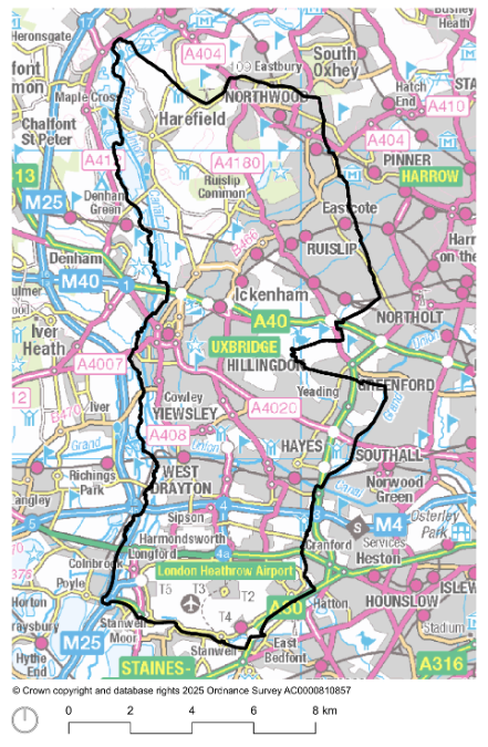 A map of the area covered