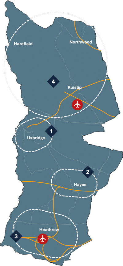 A map of the four growth centres