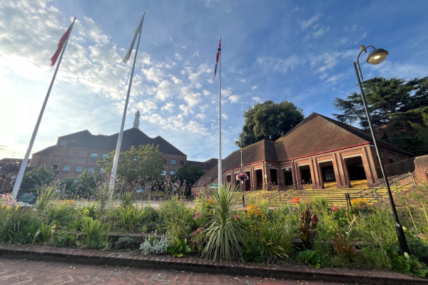Photo of the outside of the Civic Centre, Uxbridge